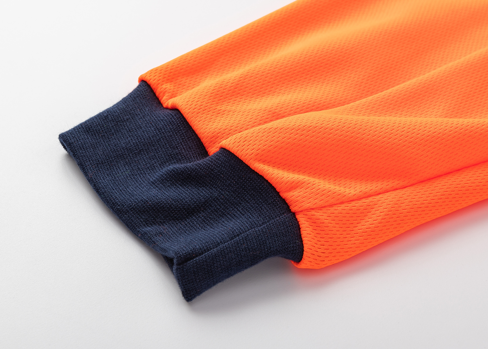 HI VIS Long Sleeve Workwear Shirt w Reflective Tape Cool Dry Safety Polo 2 Tone, Fluoro Orange / Navy, L โ image 4