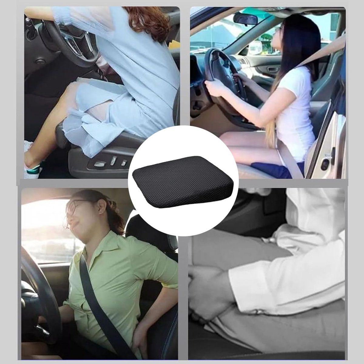 Non-Slip Car Seat Cushion for Adults, Thick Hip Support Cushion for Truck SUV Sedan and Office Chair, Back Tailbone Relief โ image 2