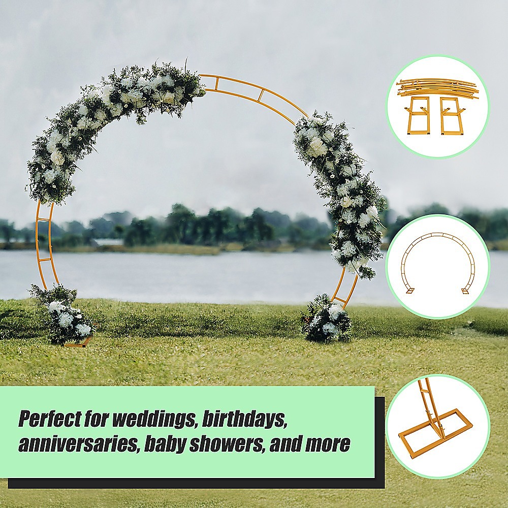 260cm Gold Metal Wedding Arch Round Balloon Birthday Party — image 6