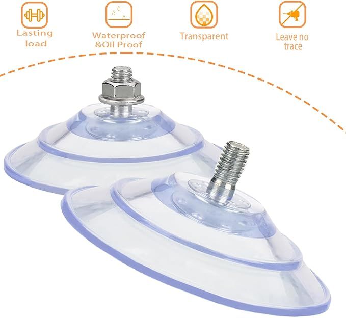 Large Suction Cup with Screws 3.4"/85mm Plastic Suction Pads 4 Pack Clear PVC Sucker Pads with M8 Screw Nut Extra Strong Adhesive Glass Suction Holder — image 3