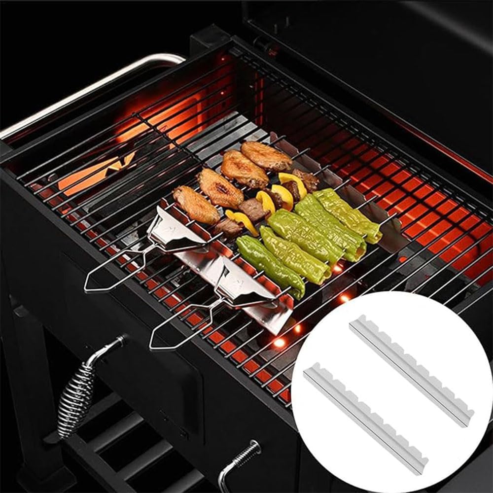 Stainless Steel Kebab Rack for BBQ Skewers, Shish Kabob Grilling Holder, 1 Pair — image 6