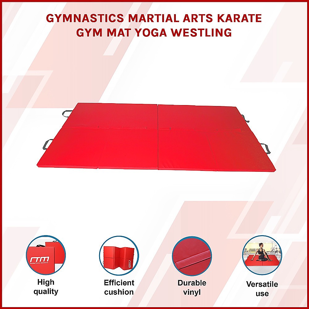 Folding Red Exercise Mat – Gymnastics, Martial Arts, Yoga, Karate & Judo Training — image 3