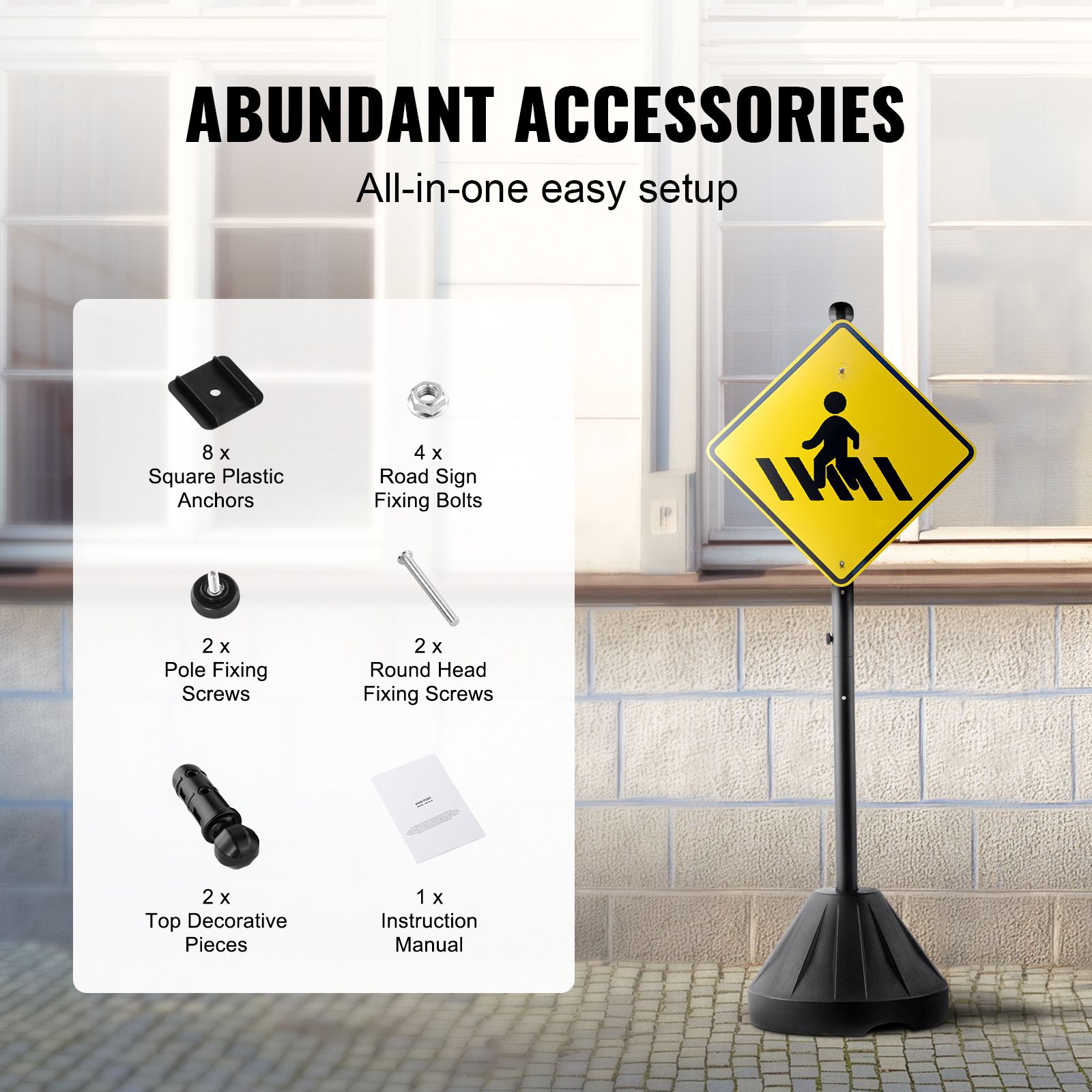 Portable Sign Post, 5 ft Cast Iron Sign Post Holder with Hard Plastic Base & Wheels, Movable Parking Sign Stand for No Parking Street Signs, Handicap Parking โ image 5