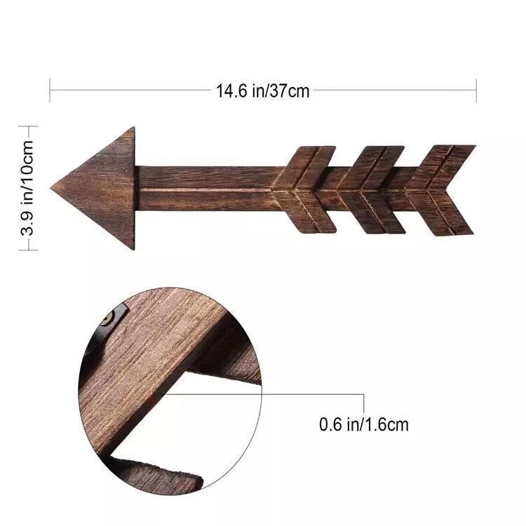 Rustic Wooden Arrow Wall Decor Farmhouse, Wood Arrows Sign Wall Hanging Art Christmas Decoration for Home or Wedding, Set of 2 — image 4