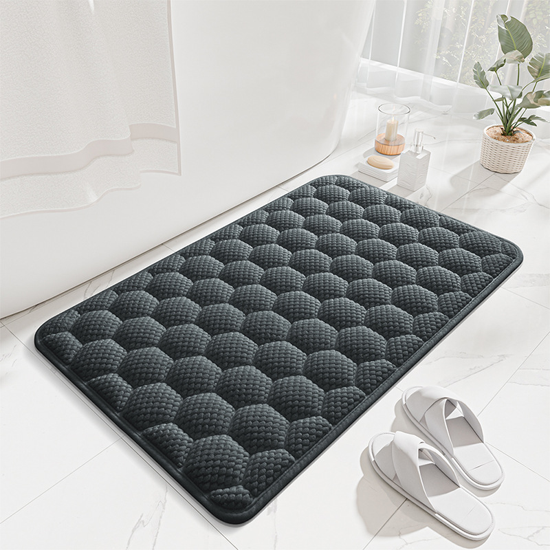 White 3D Honeycomb Textured High-Elastic Memory Foam Bathroom Mat (50 × 80 CM) - Ultra Absorbent Quick-Dry Thickened Door Mat