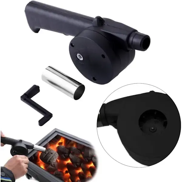 BBQ Grill Fan Hand Crank Charcoal Fire Blower Plastic Body Metal Air Outlet for Outdoor Grilling Camping Fireplace — image 3