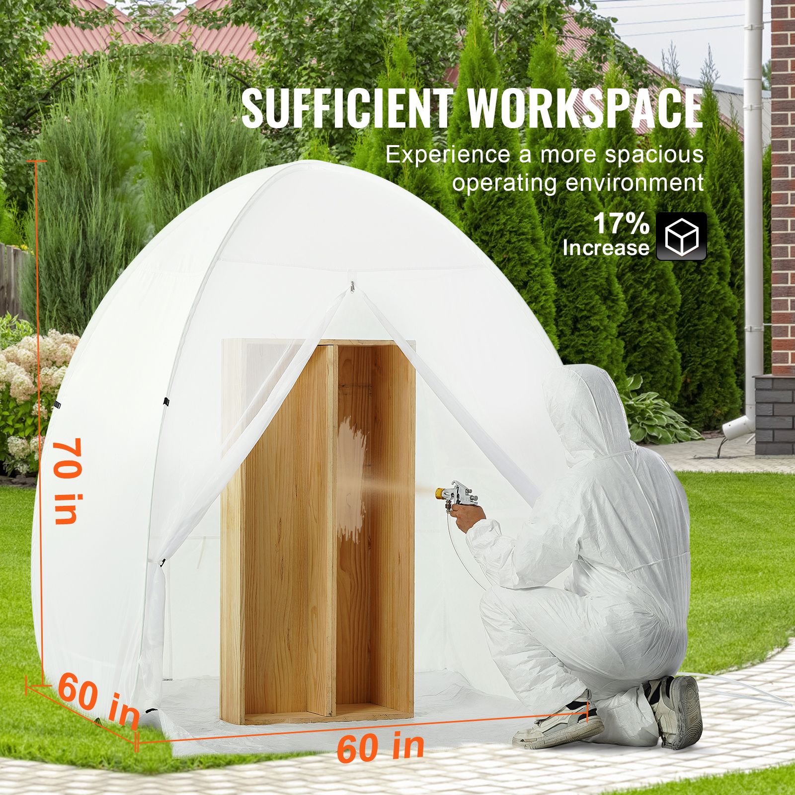 Spray Paint Shelter, 60 x 70 in Pop-Up Portable Spray Paint Tent with Built-In Floor, Exhaust Window and Storage Bag, Foldable Paint Booth for Furniture, DIY โ image 3