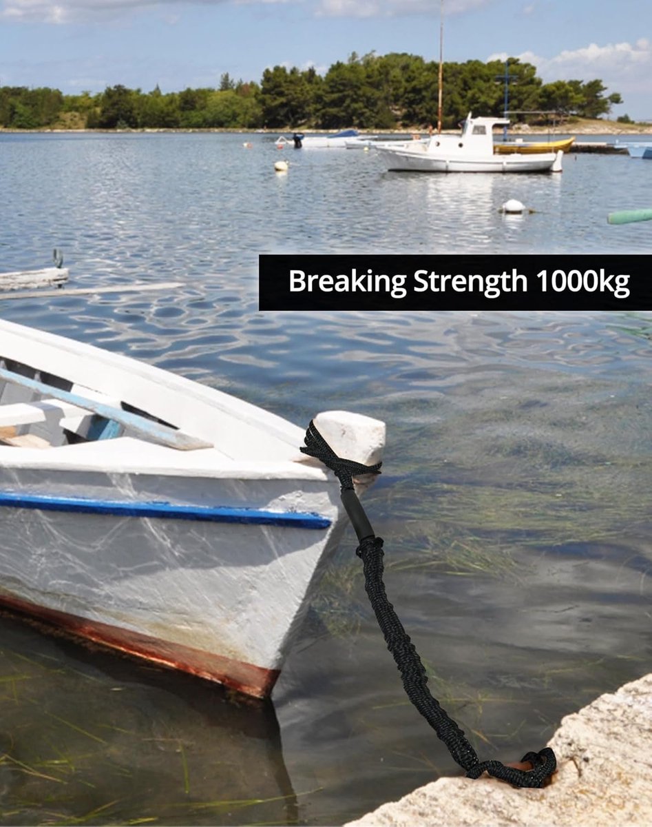 Mooring Rope Boat Equipment - 2 Pieces - Extendable 1.2 - 1.7M - Mooring Rope for Boats - Black - Mooring Rope - Boat Accessories for Boats Dock - Dock Line — image 4