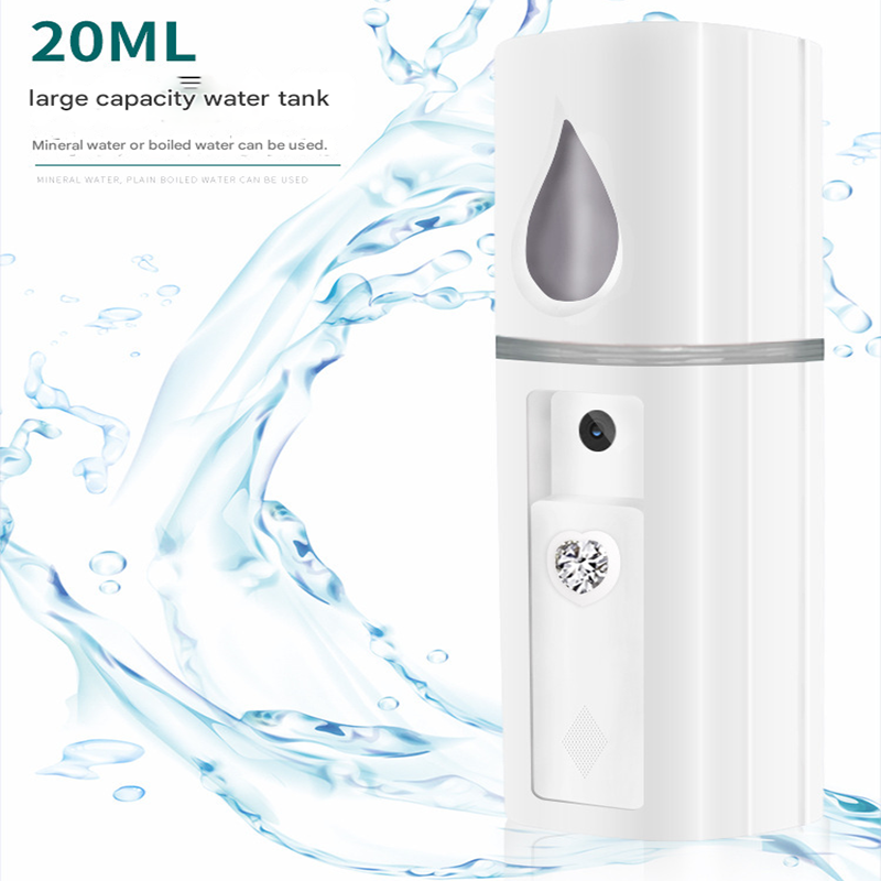 White Portable Nano Facial Mister - 20mL USB Rechargeable Hydrating Sprayer for Face & Skin — image 4