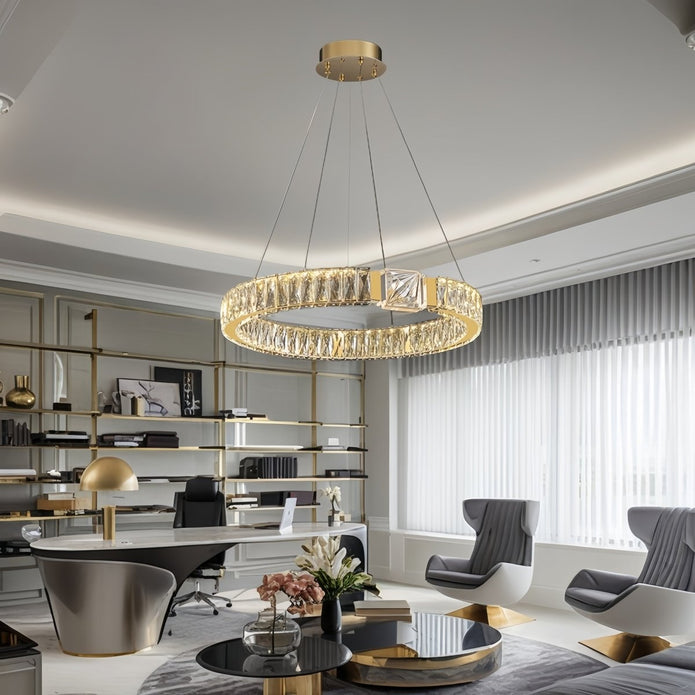 BAMDECOR C3319 Modern Crystal Chandeliers Lighting Fixtures Contemporary Round Chandelier Lighting Fixtures Crystal Pendant Ceiling Lights(Gold-80cm) — image 2