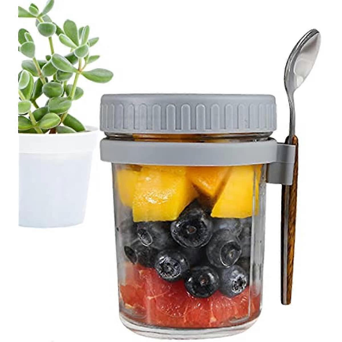 Salad Jars with Spoon Breakfast On The Go Oats Cups Large Airtight Storage Jars โ image 5