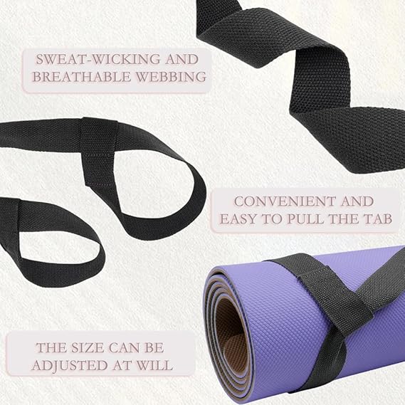 Yoga Mat Strap for Carrying - Cotton Yoga Mat Carry Strap Sling- Adjustable Loops for all Mat Sizes(Yoga Mat not included) — image 3