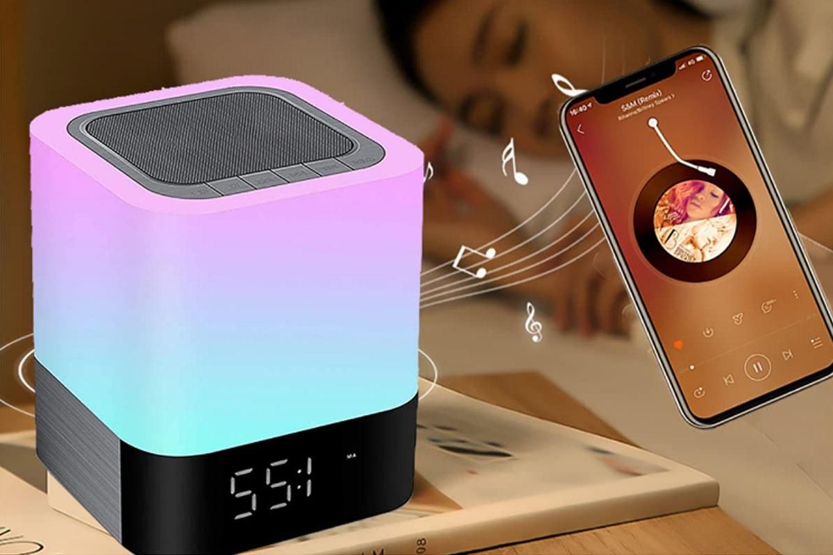 Night Lights Bluetooth Speaker Alarm Clock Bluetooth Speaker Touch Sensor Bedside Lamp Dimmable Multi-Color Bedside Lamp — image 3