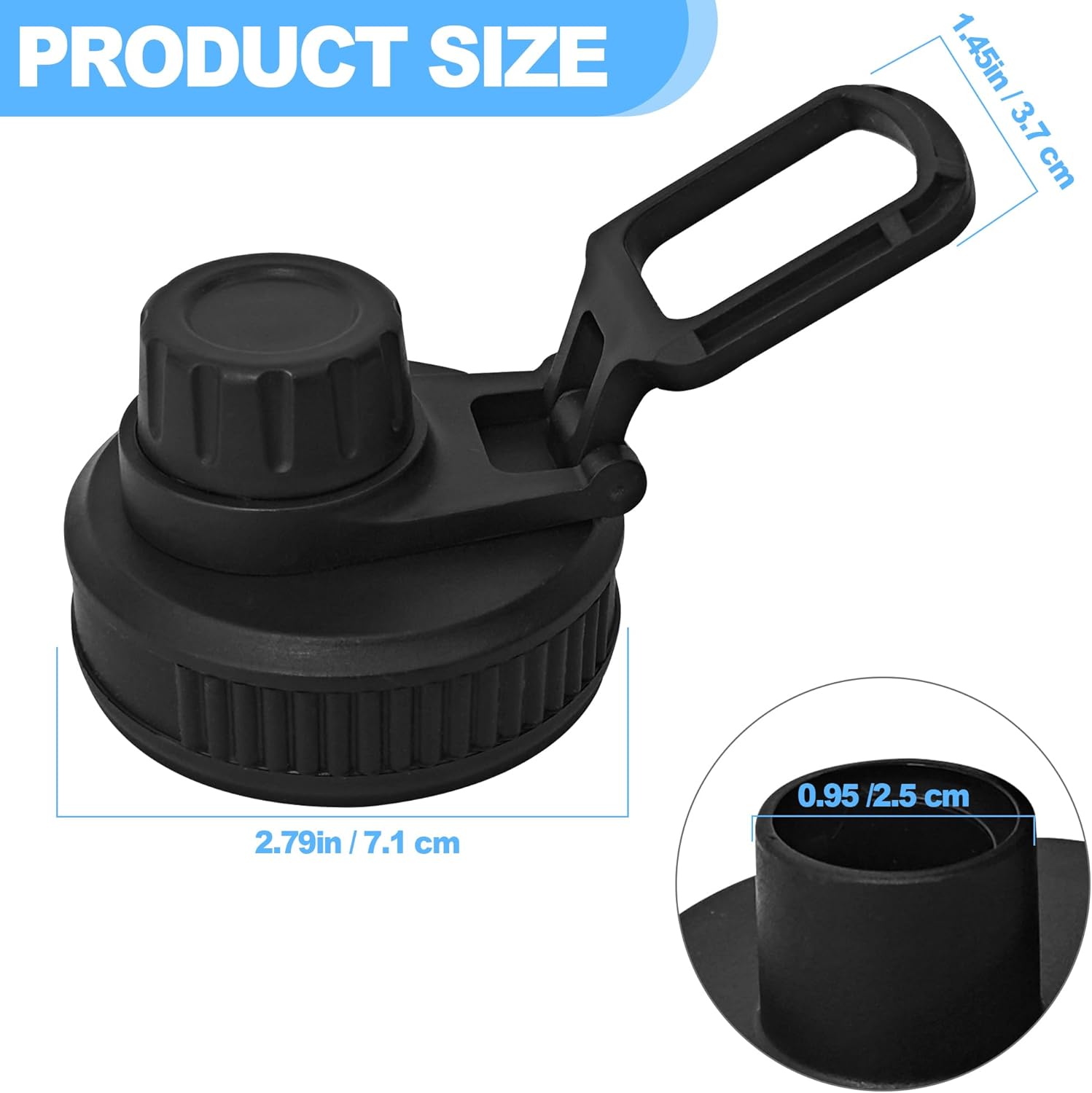 2 Pcs Replaceable Lid for Nalgene Sustain Tritan Water Bottle, Wide Mouth Loop Top Lid Compatible with Nalgene 32 oz, BPA Free, Replacement Cap Accessories — image 4