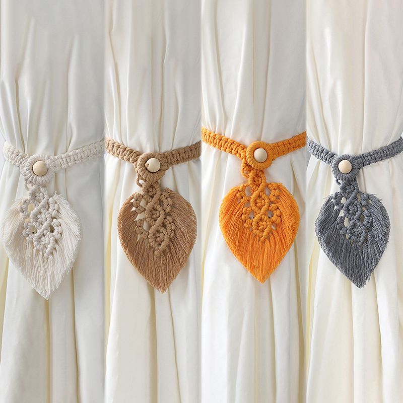 2Pcs Set Bohemian Style Curtain Straps – Hand Woven Colorful Leaf Curtain Decorative Buckles, Binding Ropes, Home Soft Decoration, Hanging Ornaments, Wedding — image 3