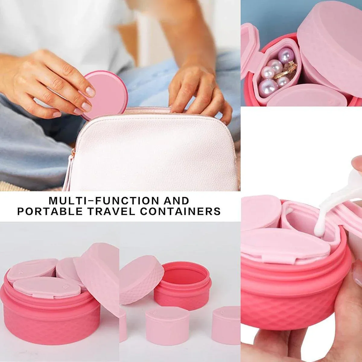 Silicone Jewelry Storage Box Portable Travel Packaging Outdoor Organizer - Pink — image 5