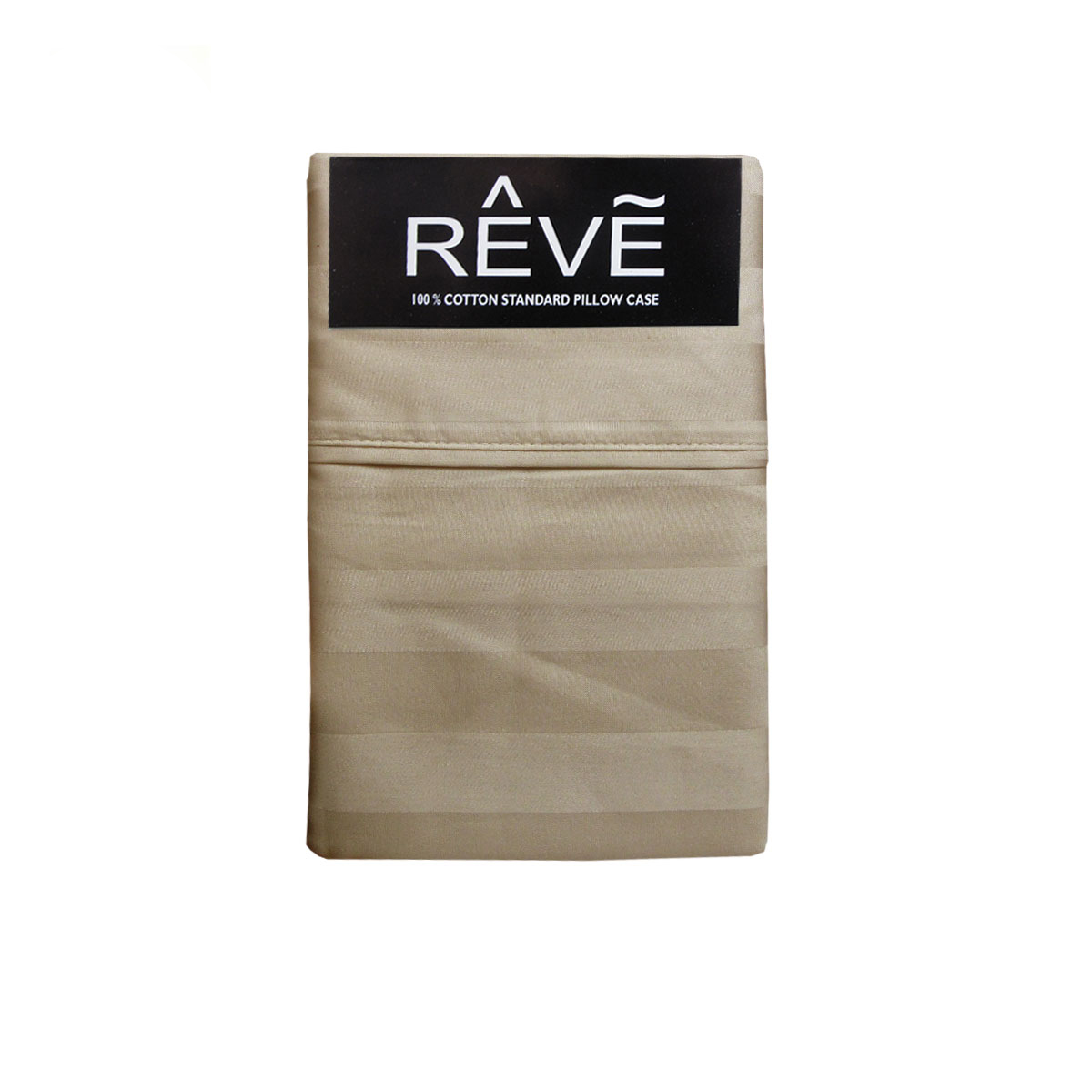 Pair of Reve 100% Cotton Standard Pillowcases 48 × 74 cm Vertical Stripe Latte