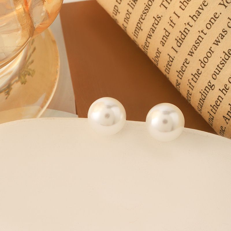 The Pearl Source White Pearl Earrings for Women - Stud Pearl Earrings | Earrings with Genuine-8mm-Simulated pearls — image 2
