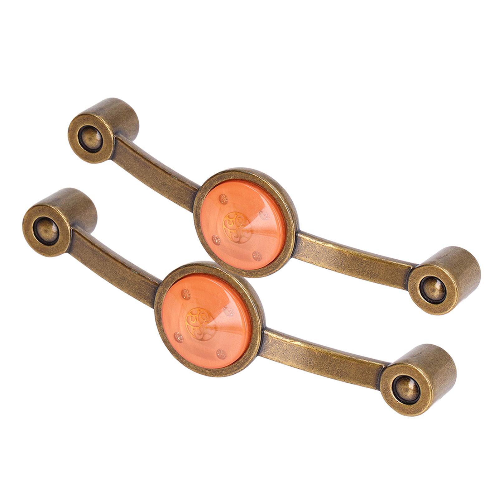 2 Pcs Zinc Alloy Antique Copper Handle European Modern Pastoral Color Acrylic Handle for Cabinet DrawerOrange โ image 5