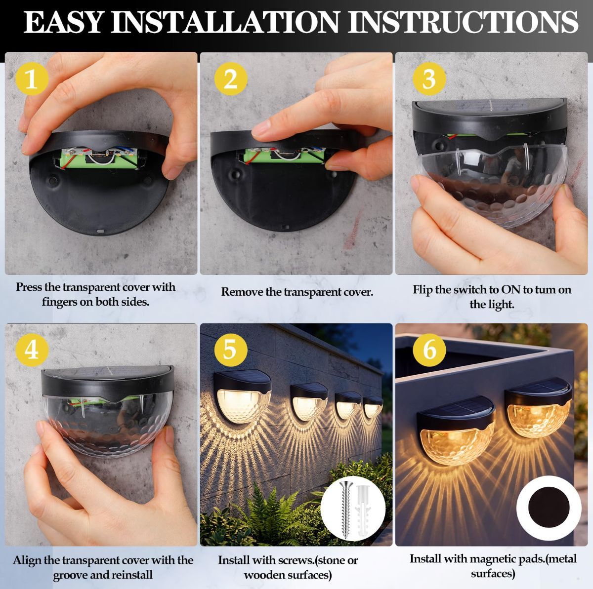 Raised Garden Bed Solar Lights Magnetic with Dusk to Dawn Sensors Wide Angle IPX4 Waterproof Solar Powered Lights Outdoor for Planter Raised Beds Garden Patio — image 2