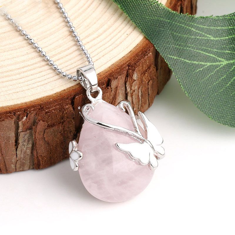 Vintage Butoid Pendant Necklace with Pink Agate, Amethyst, and Opalite Gemstones for Balance and Healing, Bohemian Style, Unisex — image 4