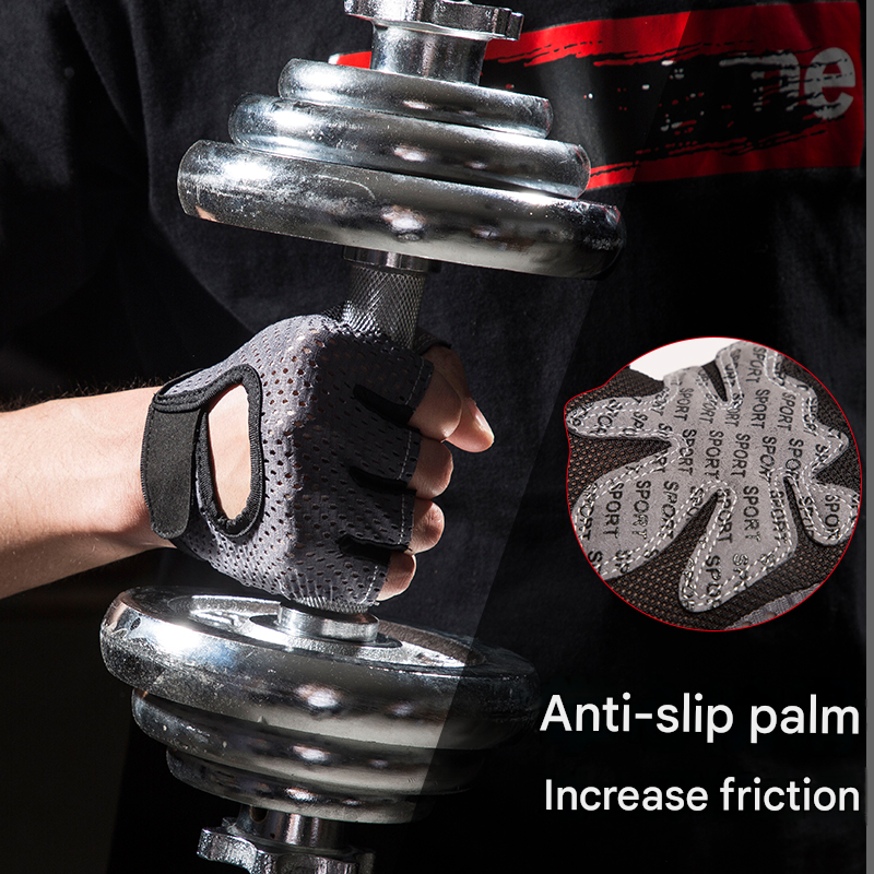 Black Half Finger Fitness Gloves - Anti-Slip Breathable Gym Training Gloves for Weightlifting Cycling(Size:XL) โ image 3