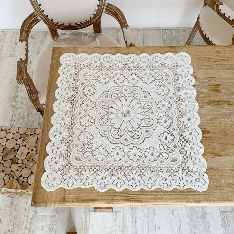 2 Pack White Lace Tablecloth 60×60cm