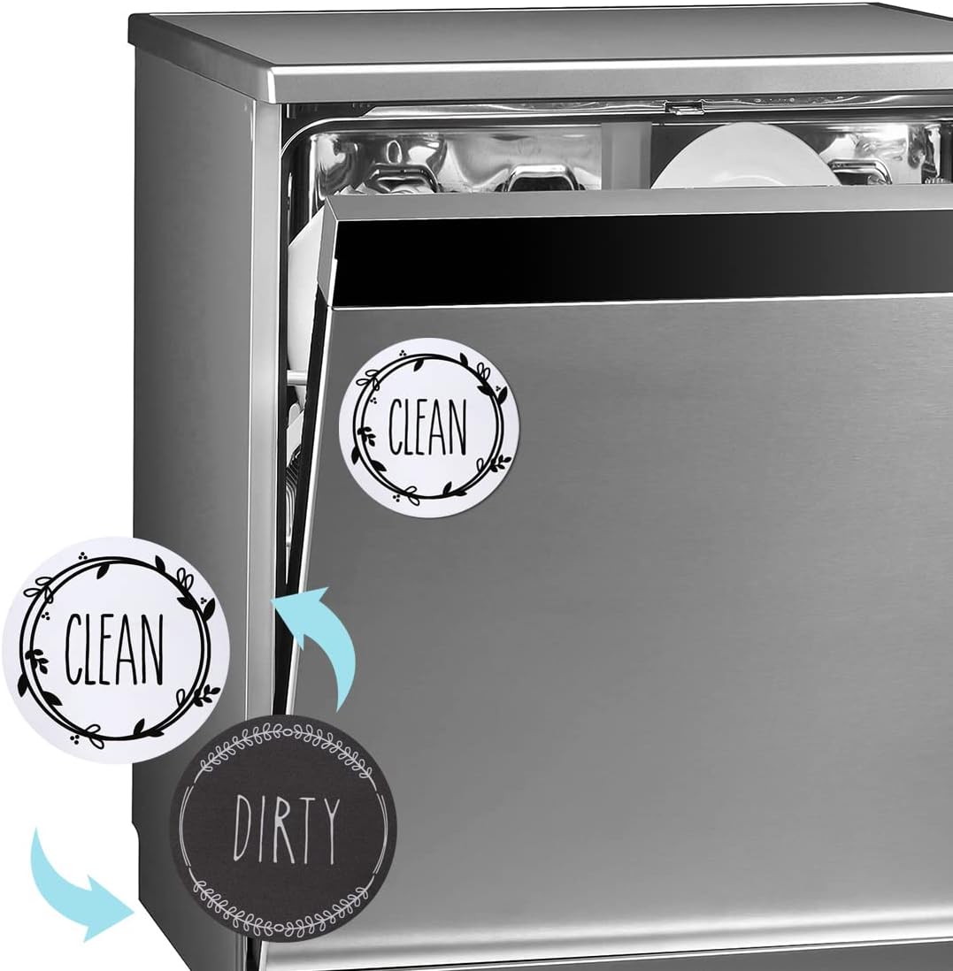 Dishwasher Magnet Clean Dirty Sign Farmhouse Dirty Clean Dish Washer Magnet Double Sided Universal Indicator with Magnetic for Kitchen Refrigerator — image 5