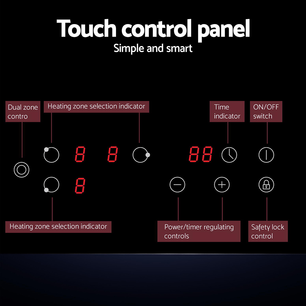 Devanti Electric Ceramic Cooktop 60cm Kitchen Cooker 4 Burner Hob Touch Control 5200W โ image 6