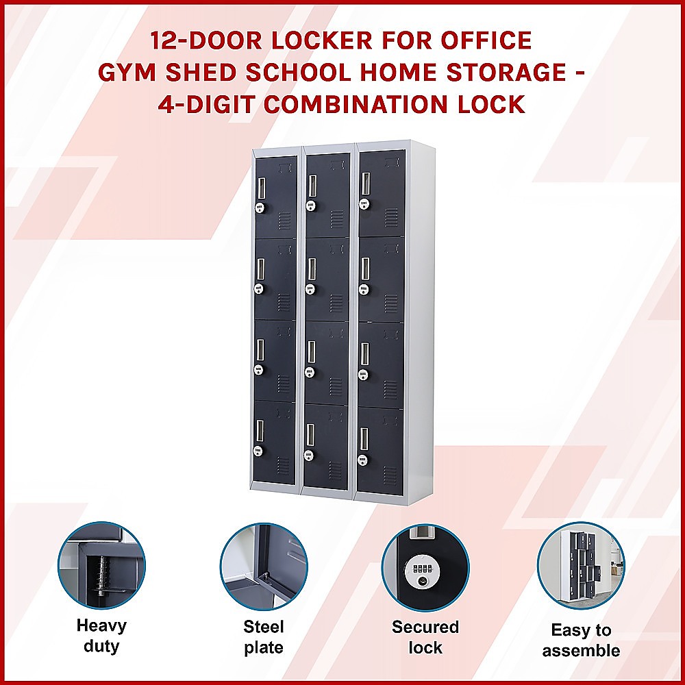 12-Door Locker for Office Gym Shed School Home Storage - 4-Digit Combination Lock โ image 4