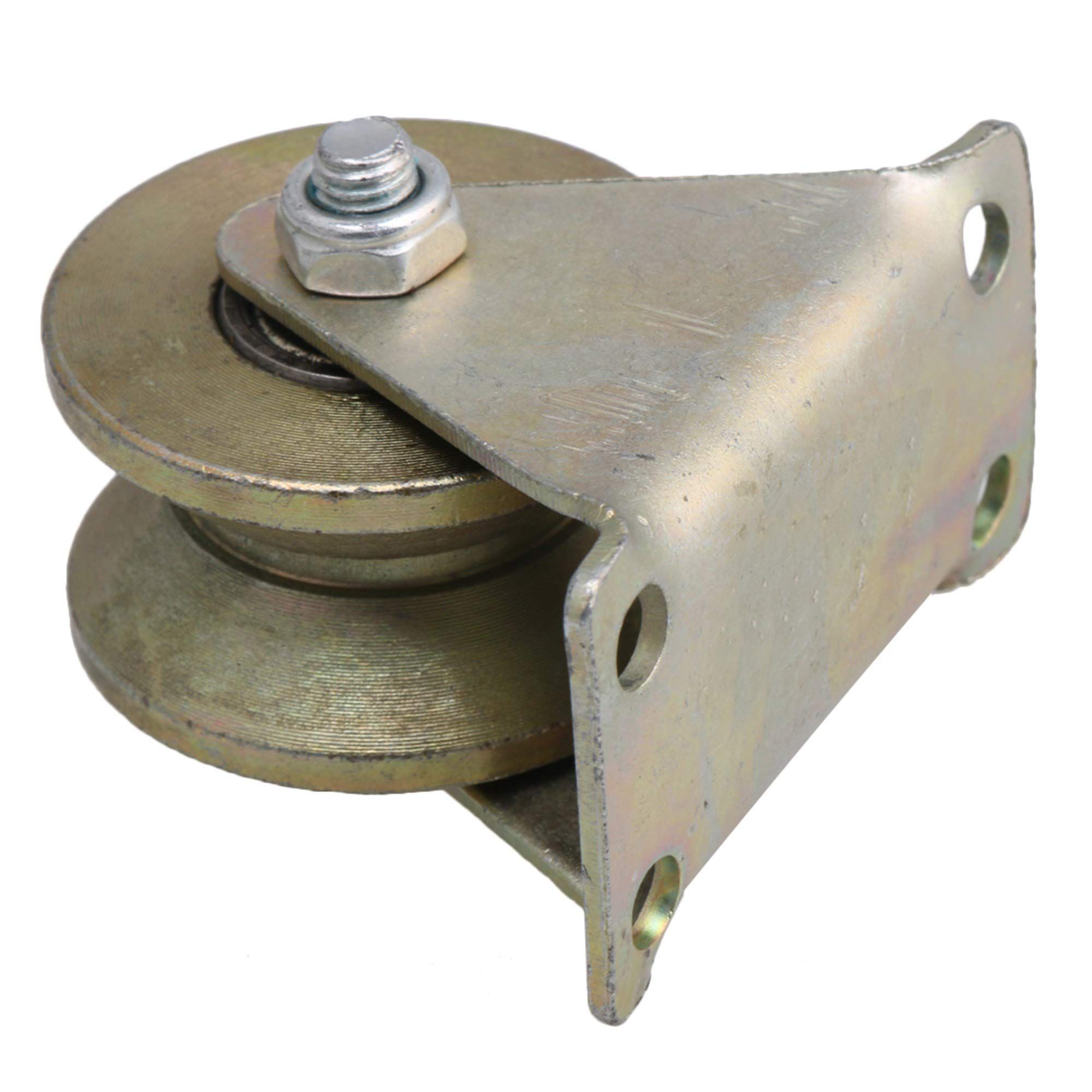 Dia Groove Rigid Caster Wheel Steel for Industrial Machines Carts 4pcs Sliding Gate Wheel, Rigid Caster with Bracket for Inverted Track — image 5
