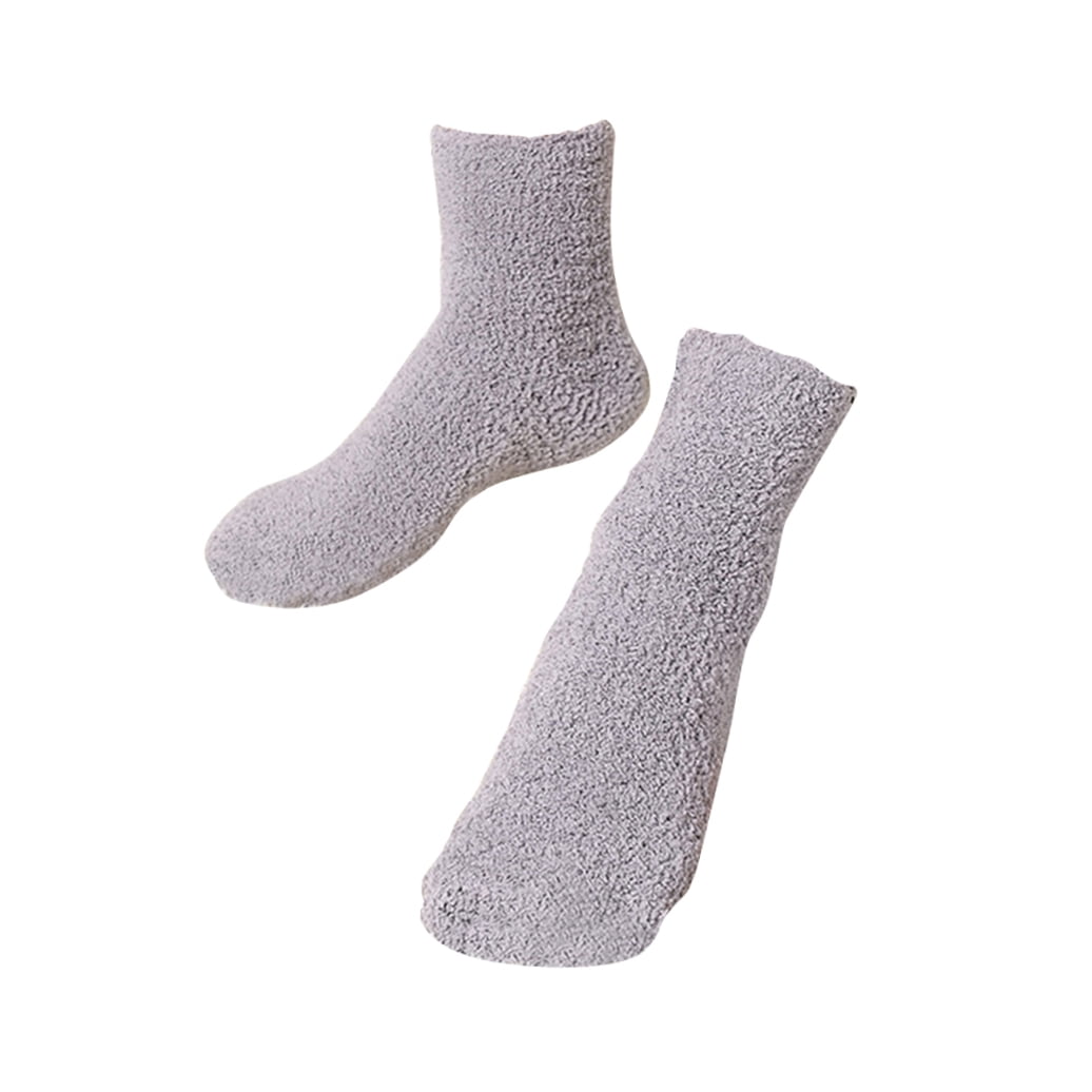 Mens Warm Bed Socks 1 Pair Thick Fuzzy Sleep Socks Grey 9.8 × 2.8 × 0.2in — image 4