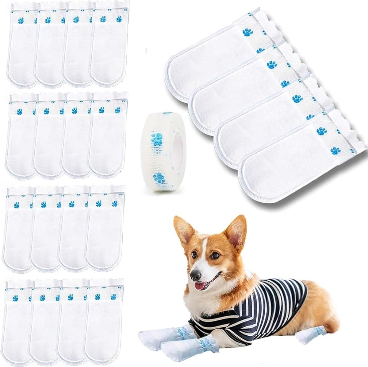 Dog Socks - 40 Pieces - Disposable Pet Socks - Waterproof - Non-Slip Dog Socks - Dog Shoes Paw Protector Socks for Dogs - Velcro Closure - Breathable