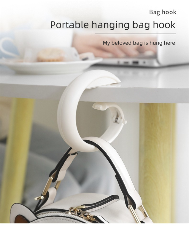 2 PCS Portable Purse Bag Hook Hanger Table Edge Holder Burgundy Foldable Non-Slip Clip for School Desk Office & Cafe โ image 2