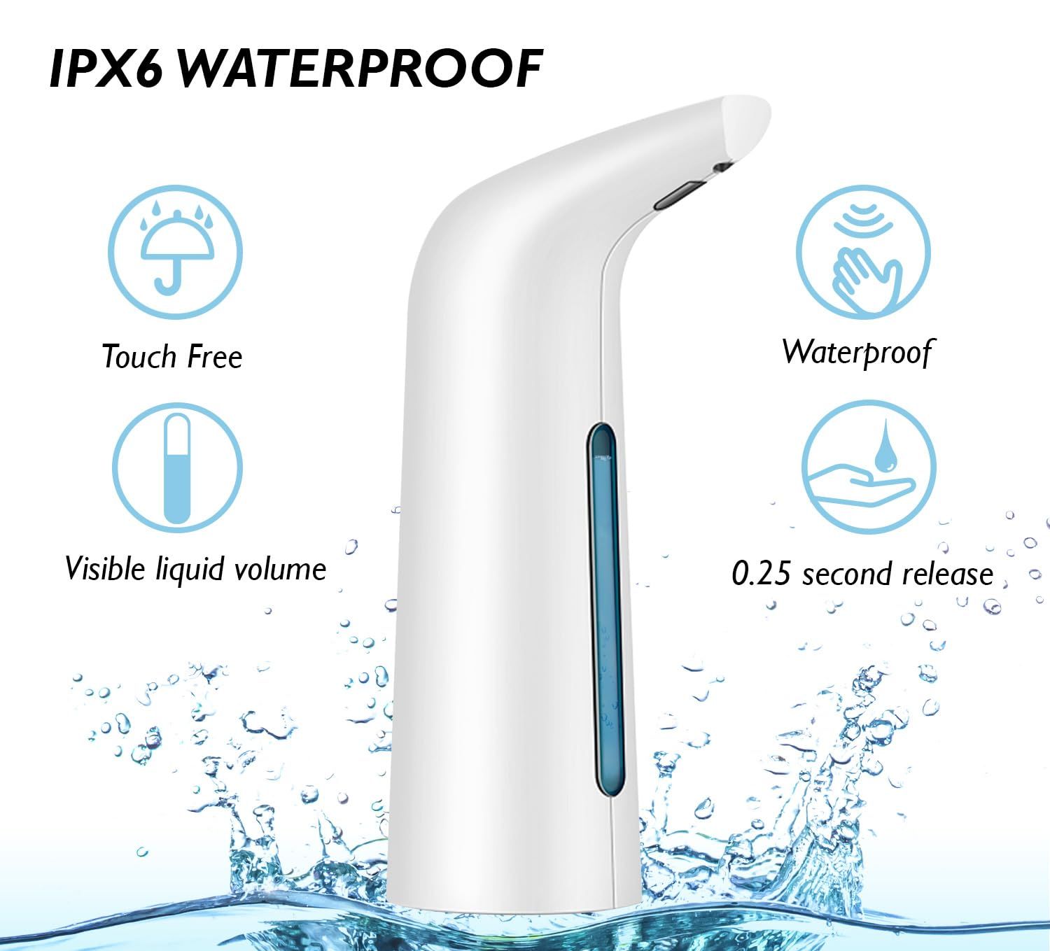 Automatic Soap Dispenser Touchless, Hands Free Liquid Soap Dispenser, 14oz/400ml Auto Hand Dish Soap Dispenser (White)