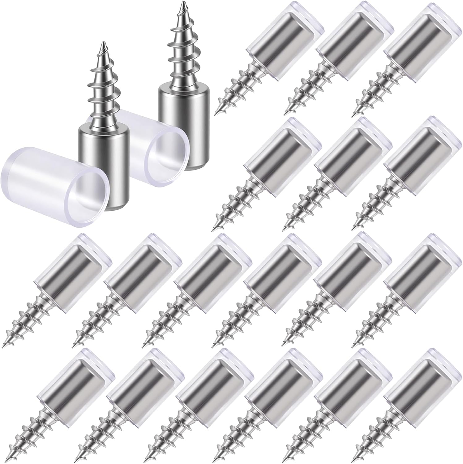 20 Pack Shelf Support Screws, Self Tapping Shelf Holder Peg with Sleeve, Cabinet Laminate Steel Support Peg Pins for Bookcases Wardrobe Clapboard- Sliver