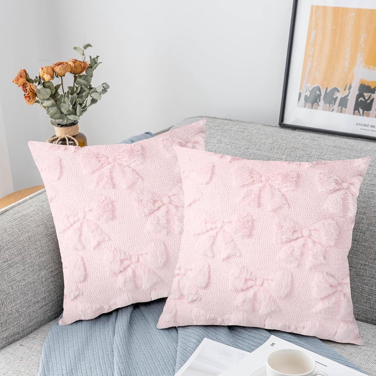 pieces - Pillowcase - Cushion covers with bow - Decorative pillowcases - Room Decoration - Home Decoration - for the living room, bedroom and sofa - 45*45 cm — image 3