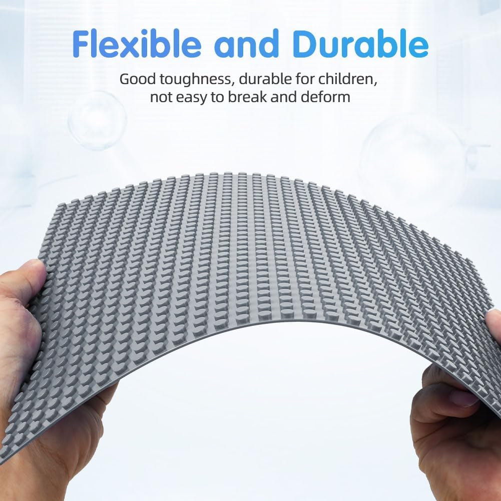 Building Plate, 4 pieces of classic base plates, 25.5 x 25.5 cm, base plate, building toys for children 4 pieces light gray โ image 5