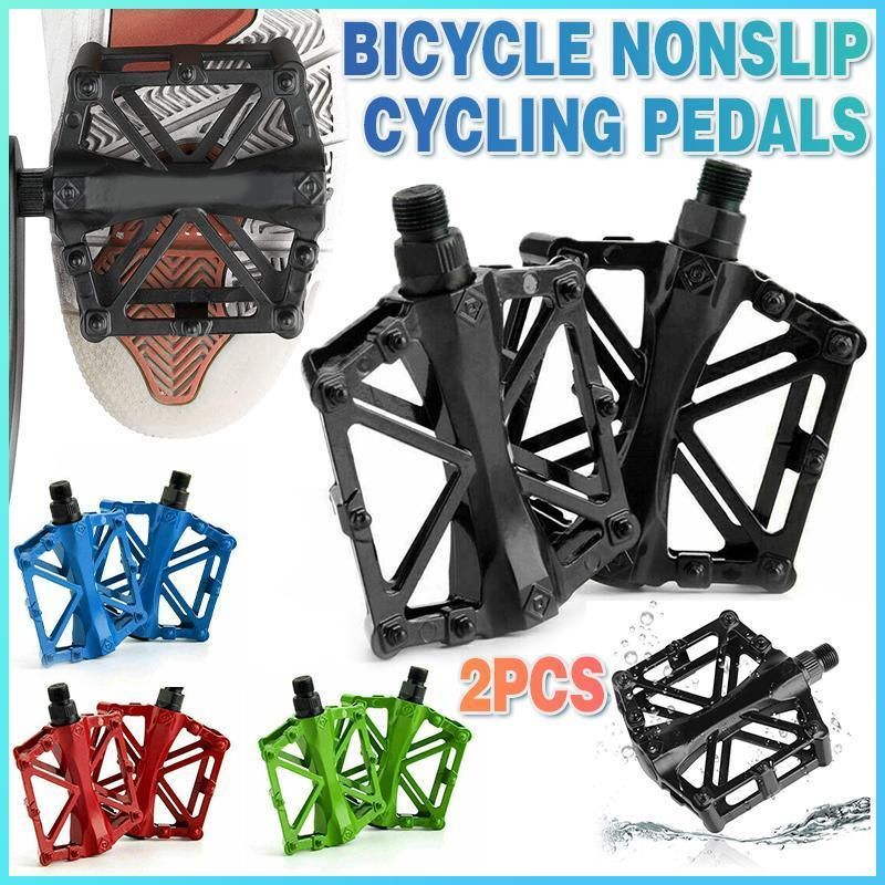 Bike Pedals Alloy Mountain Road MTB Colored Bicycle Nonslip Cycling Pedals 9/16" - Black โ image 2