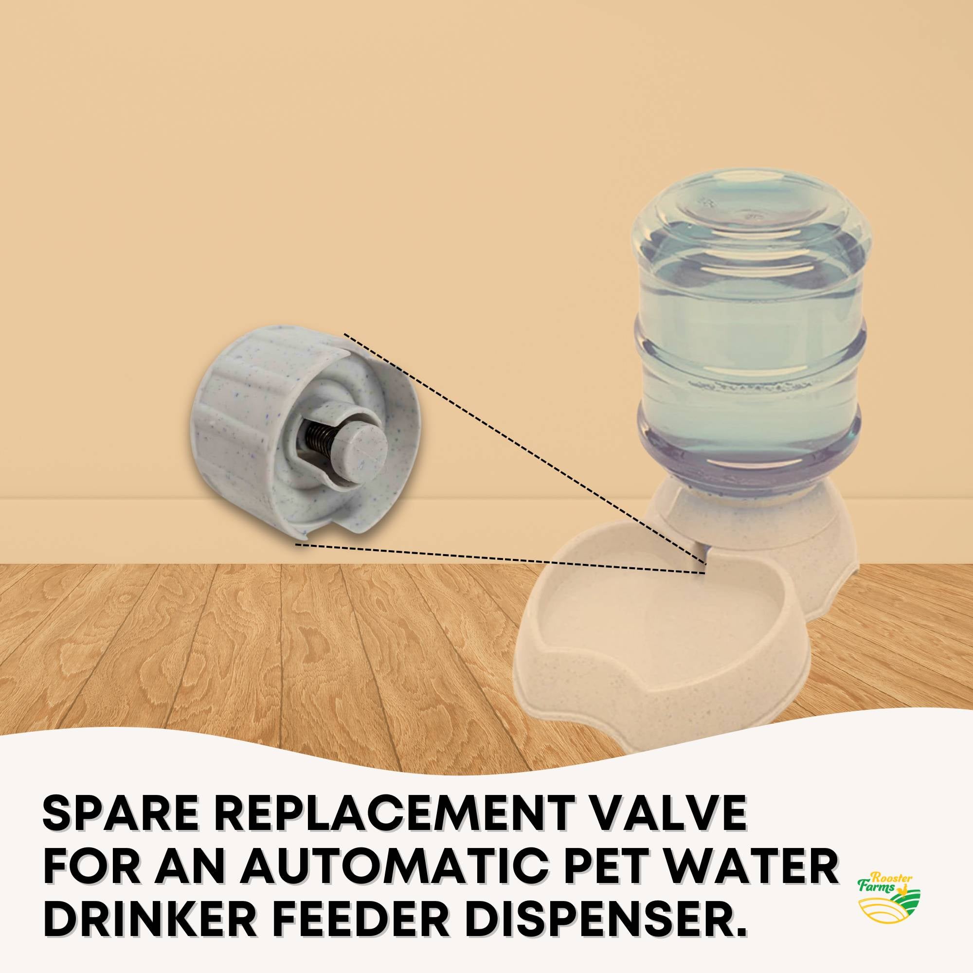 Rooster Farms Replacement Valve Spare Part for 3.8L Pet Water Drinker Dispenser — image 3