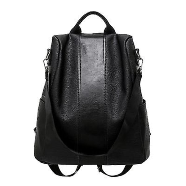 Women's Backpack Women's Leather Backpack School Bag Black/Brown Large Capacity All Match Fashion 1st Black — image 2