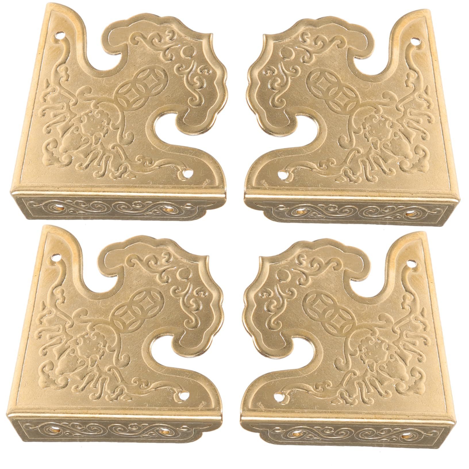 4Pcs Box Shield Bumper Edge Angle Metal Right Angle Chinese Style Safety mask Furniture Corner Retro Decor Protector Corner