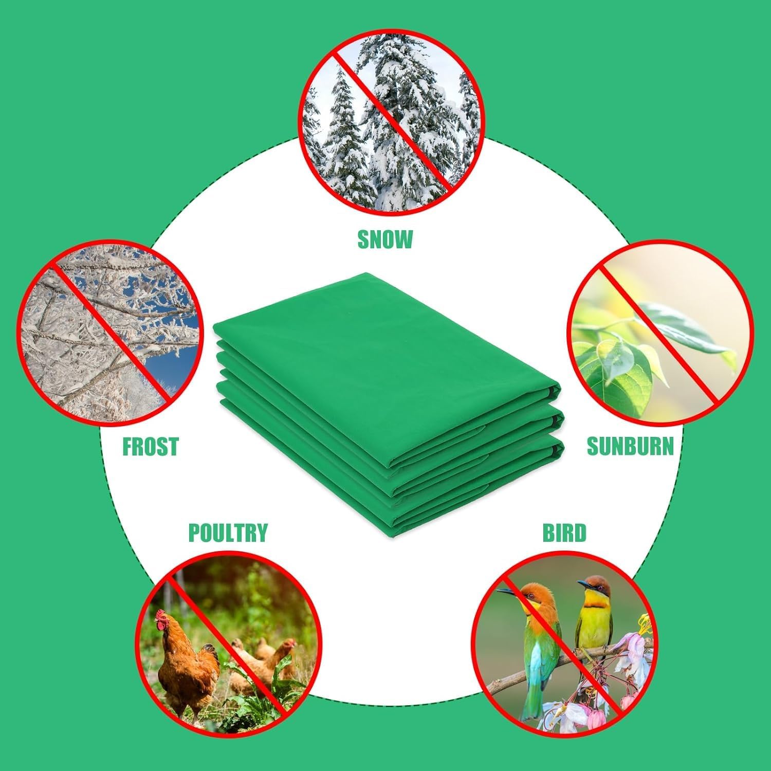 Winter Plant Frost Protection Covers 120x180cm Green 2 Pack Durable Garden Tree Shrub Cold Weather Shield — image 2