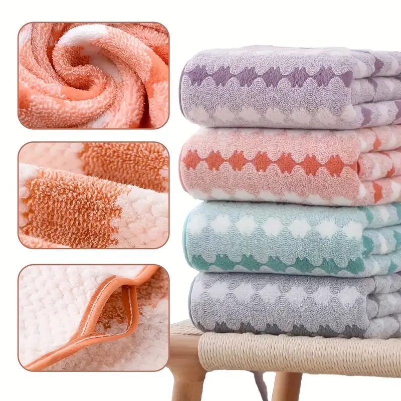 Blue Premium Coral Fleece Towel Set – 1 Bath Towel (88x170cm) + 3 Hand Towels (35x35cm) – Soft, Absorbent, and Quick-Drying — image 2
