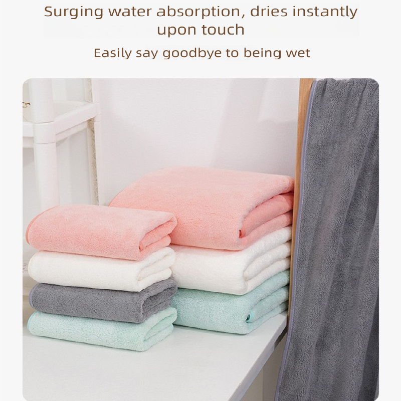 Pink Coral Fleece Thick Towel and Bath Towel Set – 4 Face Towels and 2 Bath Towels in Solid Colors, Highly Absorbent and Ultra-Soft for Home Use — image 4