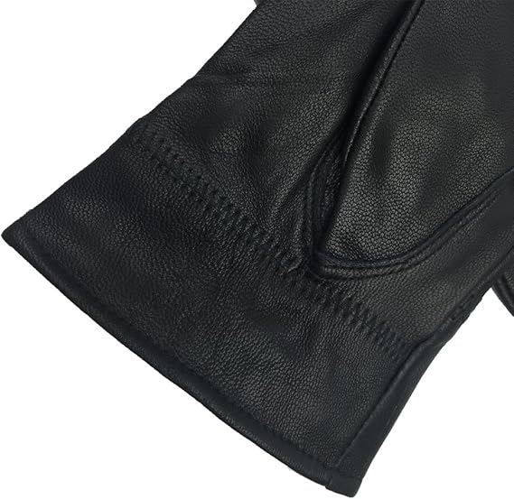 Winter Warm Fleece Lined Leather Gloves - Black - Size L - 1 Pair - Stylish Cold Weather Accessory — image 3