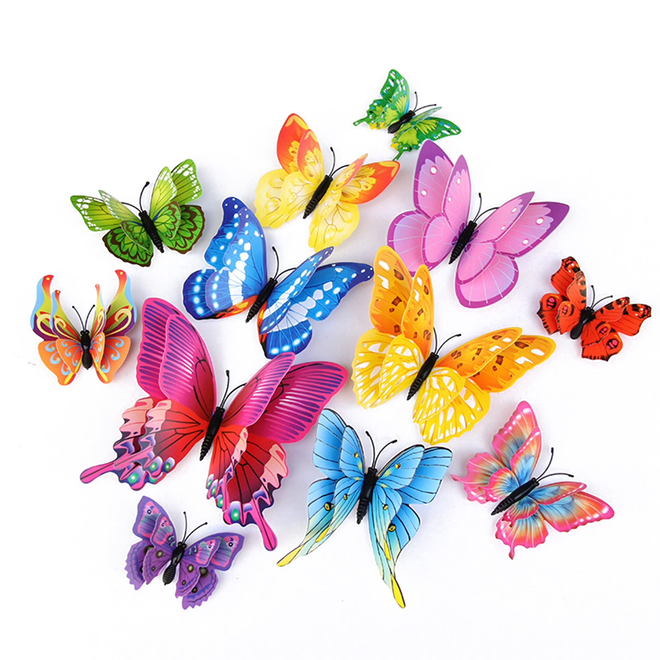 2pc Butterfly Wall Decor Butterflies Stickers for Party Decorations with Magnets(Colorful) Self adhesive stickers