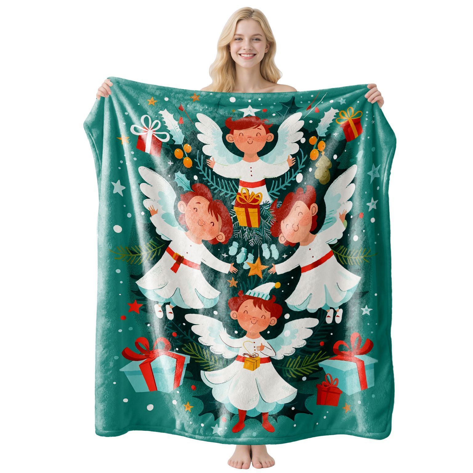 Decorative Flannel Throw Blanket, Christmas & Halloween Soft Rest Cover, Perfect Gift For Household Festival Layout, Style FLR‑185, Size L, 130 × 150cm