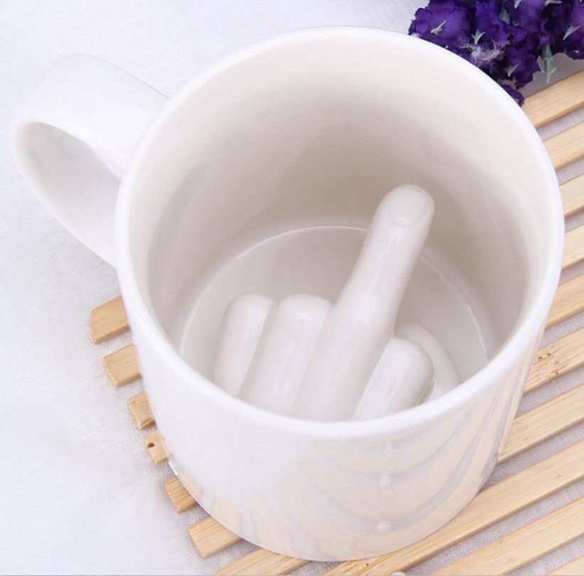 Up Yours Mug Thumbs Up Ceramic Middle Finger Coffee Cup Milk Tea Funny Coffee Gift Mug for New Year
