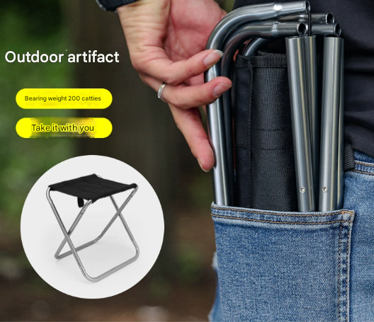 Small Grey Ultralight Portable Folding Camping Stool - Compact Aluminum Chair for Hiking, Fishing & Outdoor Events โ image 2